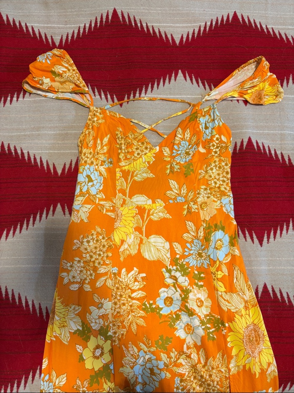 Urban Outfitters women’s medium Orange Floral Midi Dress